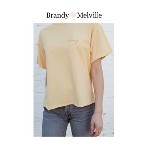 Brandy Melville Aleena Honey Embroidery Top - OS